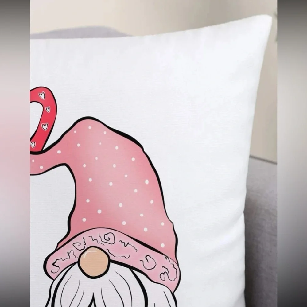 Valentine's Day Gnome Print Cushion Cover Without Filler new
